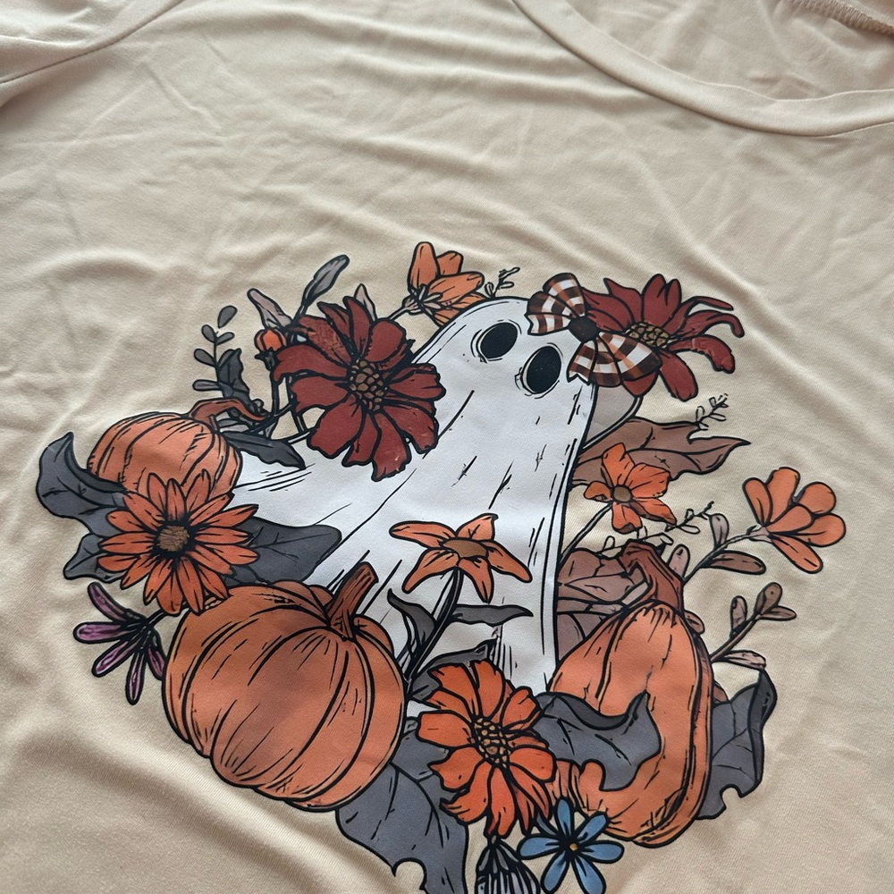 Cream Halloween Ghost Graphic Tee